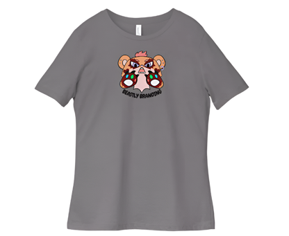 Gray t-shirt with a cartoon bear design and text on a white background