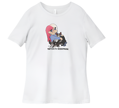 White t-shirt with cartoon character and text on a white background